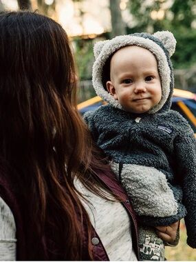 Patagonia Kids-Baby Furry Friends Hoody in Forge Gray 6-12m